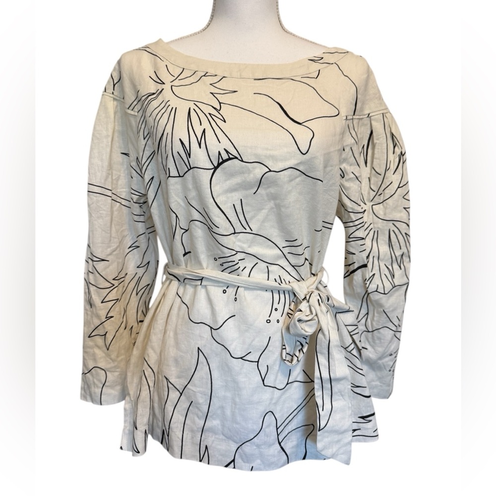 Banana Republic Tie Waist Floral Blouse